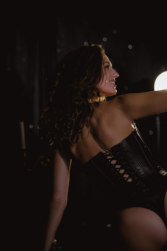 A sleek faux leather corset